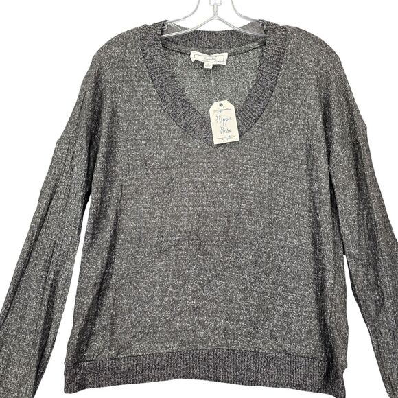 Hippie Rose Gray Sweater NEW Stretch Long Sleeves V-Neck Scoop Neck Women Size M - Picture 1 of 10
